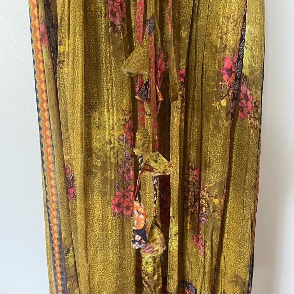 SOLD Anthropologie Citron Maxi Dress Bhanuni by Jyoti  with Tassels, Size XS - Picture 12 of 16